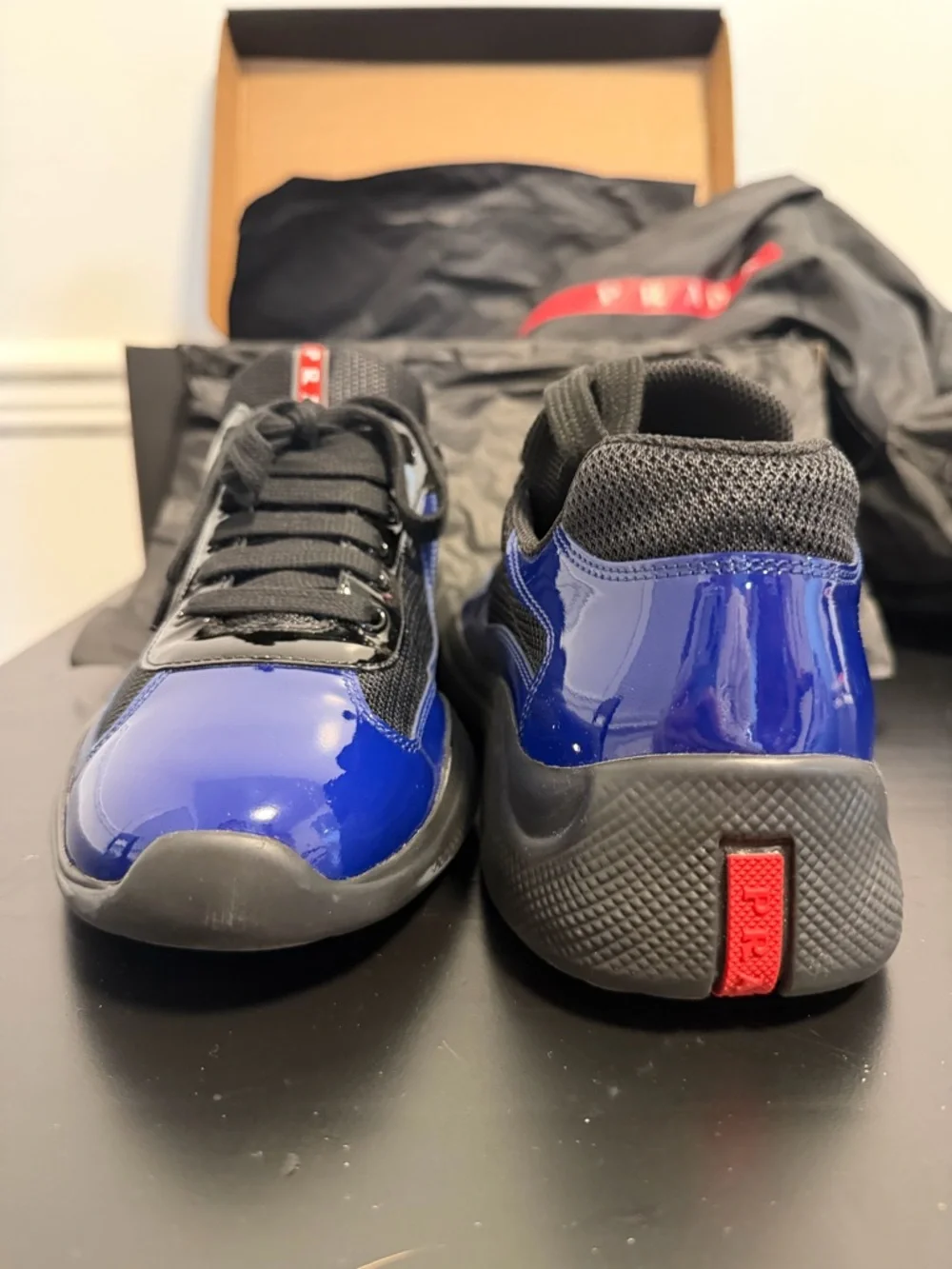 Prada Black & Blue Men's Low-Top Sneakers - Picture 2 of 5